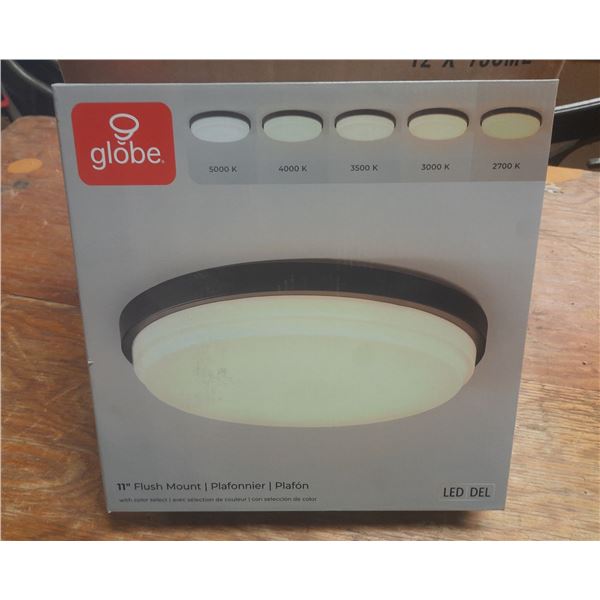 Globe Electric 11-inch LED flush mount light fixture.