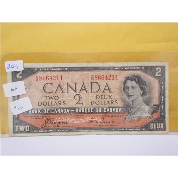 1954 Canadian $2 bill