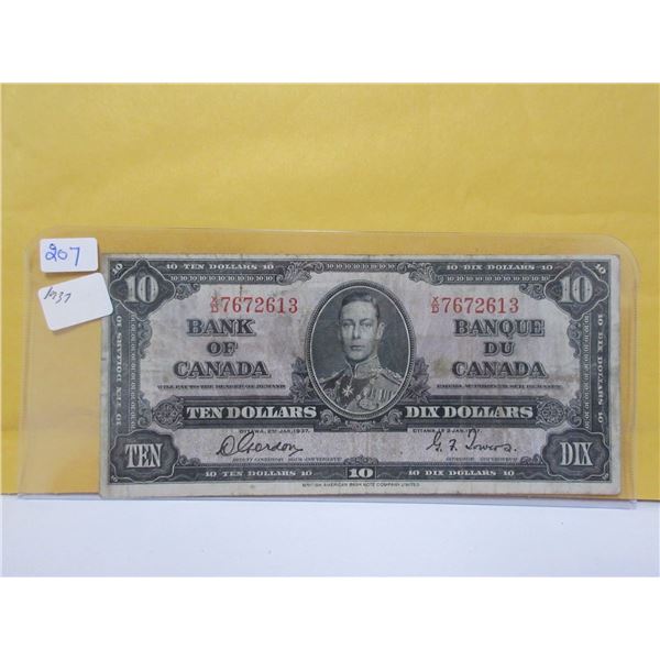 1937 Canadian $10 bill