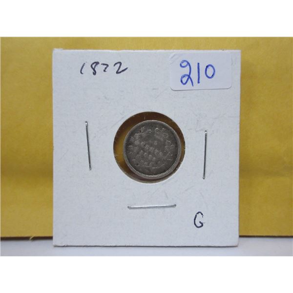 1872 Canadian silver 5 cents