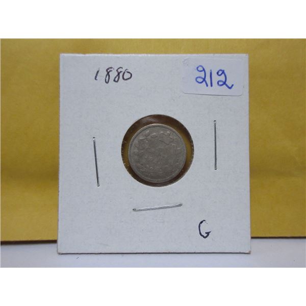 1880 Canadian silver 5 cents