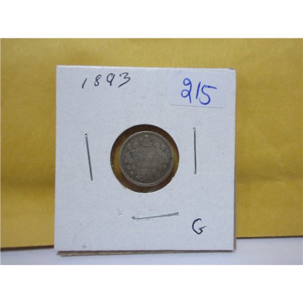 1893 Canadian silver 5 cents