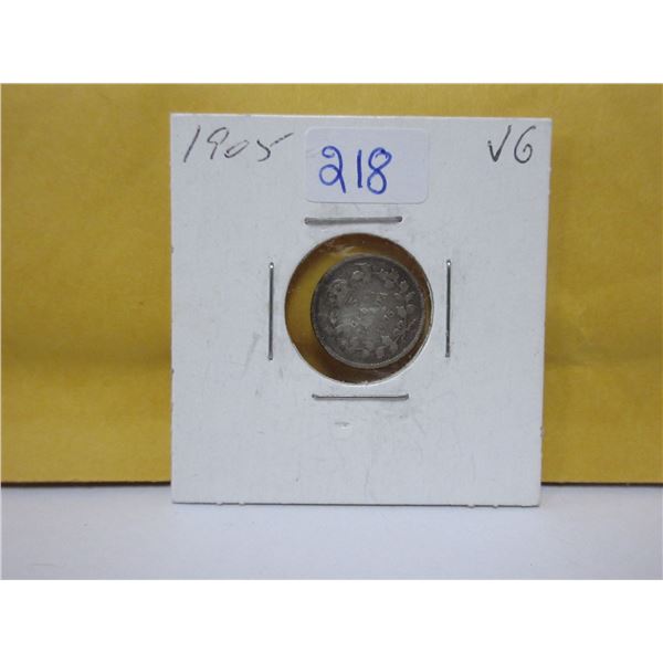 1905 Canadian silver 5 cents
