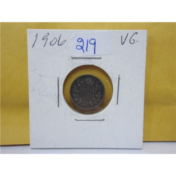 1906 Canadian silver 5 cents