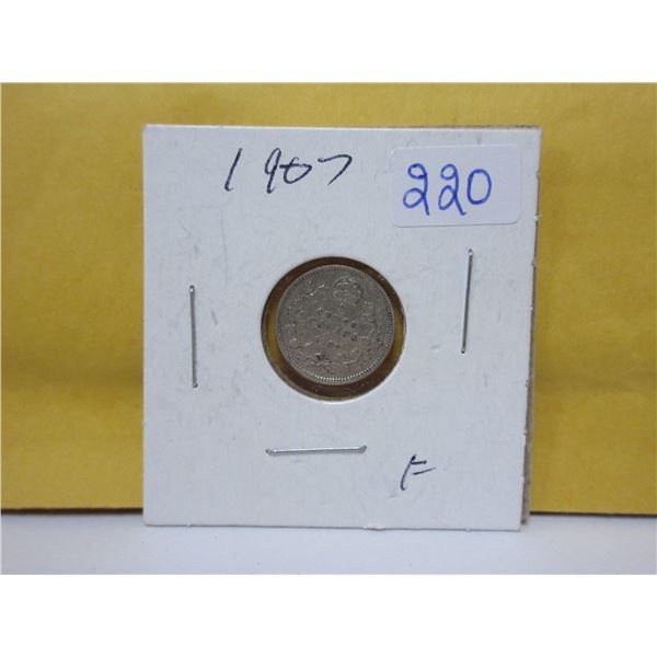 1907 Canadian silver 5 cents