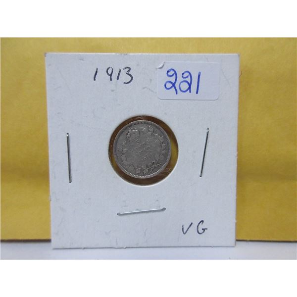 1913 Canadian silver 5 cents