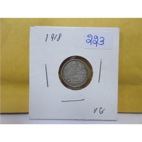 1918 Canadian silver 5 cents