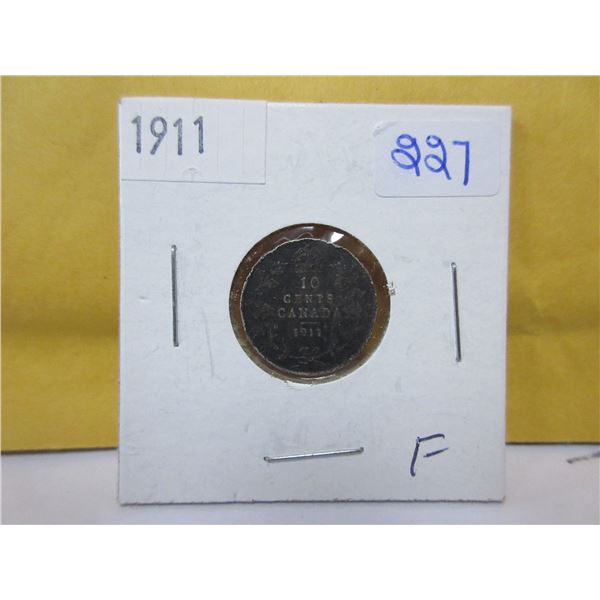 1911 Canadian silver 10 cents