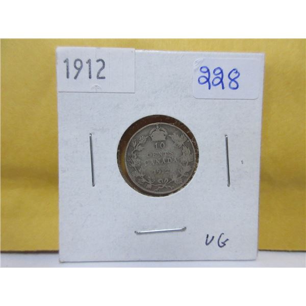 1912 Canadian silver 10 cents