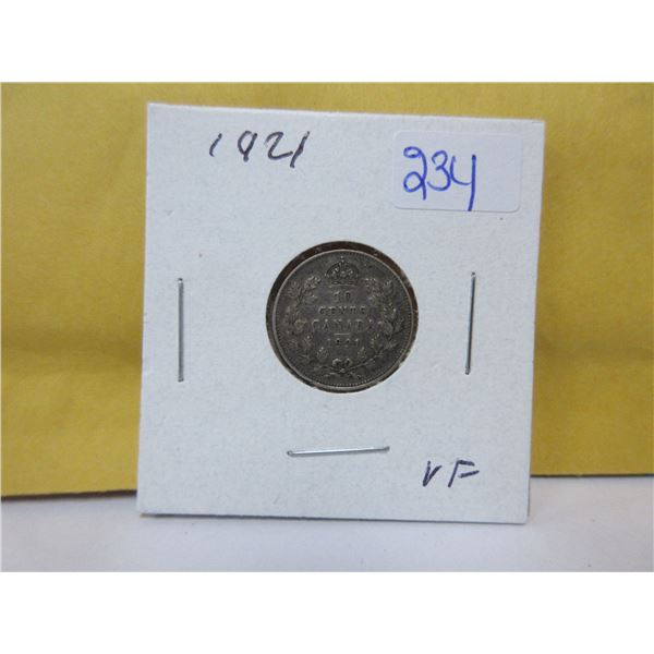 1921 Canadian silver 10 cents