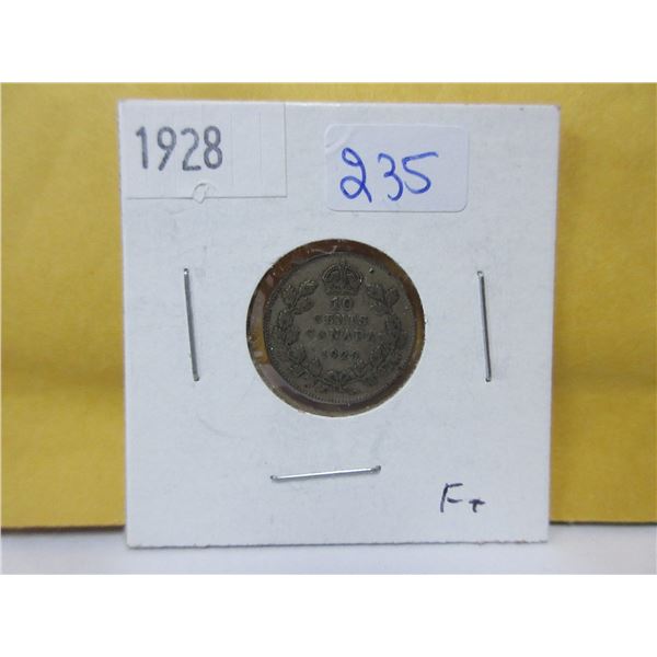 1928 Canadian silver 10 cents