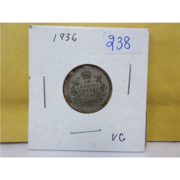 1936 Canadian silver 10 cents