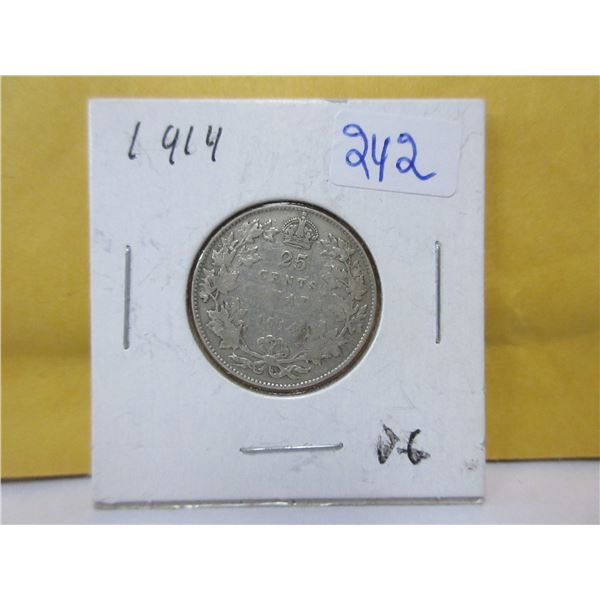 1914 Canadian silver 25 cent