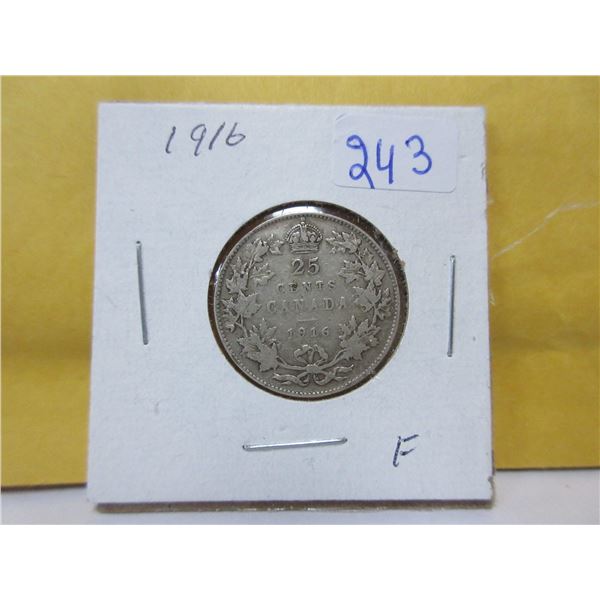1916 Canadian silver 25 cent