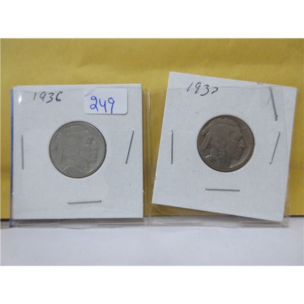 1936 and 1937 US liberty 5 cent