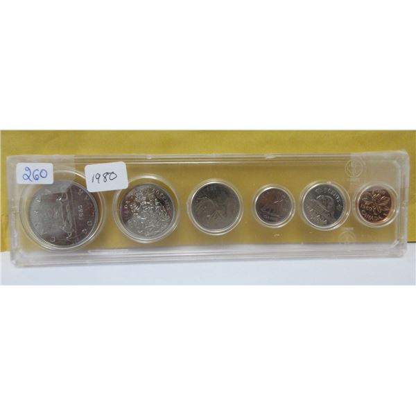 1980 Canadian 6-coin set in hard plastic case