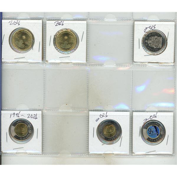 Lot of 6x2026 Canadian coins (2xfifa world cup $1, 2x50 cents, 2x2026 CN tower anni. $2 coins