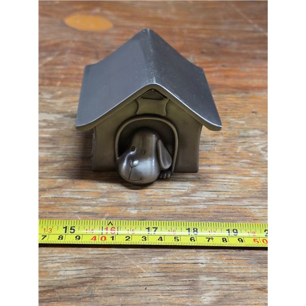 Pewter dog house bank