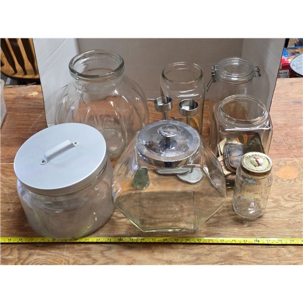 Various glass jars and match books