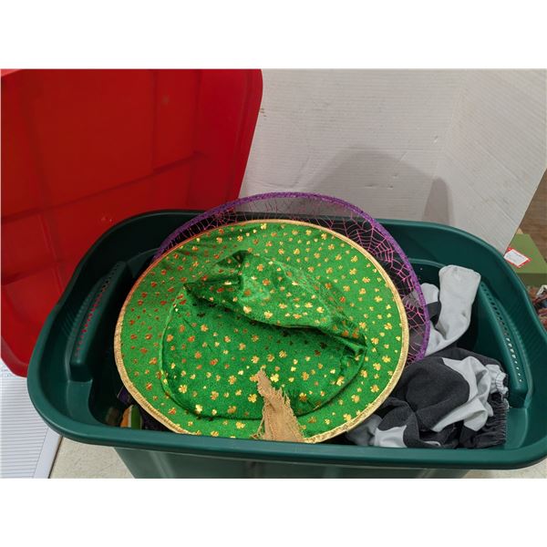 70L tote of halloween costumes/décor