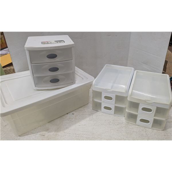 3 mini drawer sets with plastic shoebox