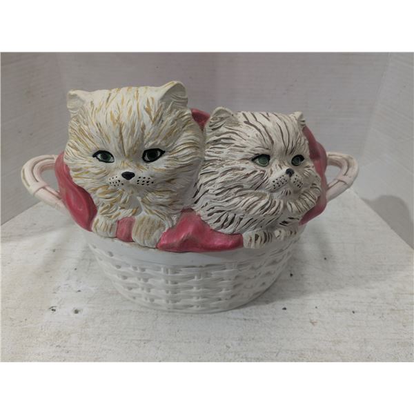 White pottery Cat basket