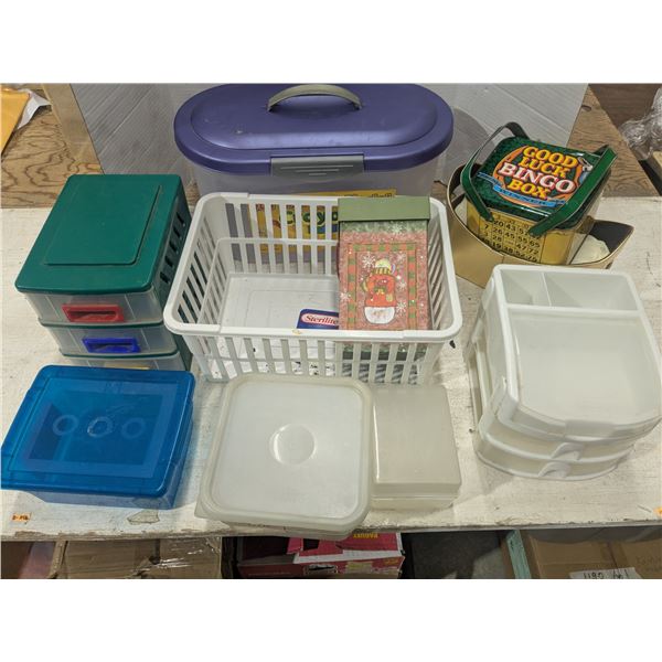 Plastic storage bins and drawers +