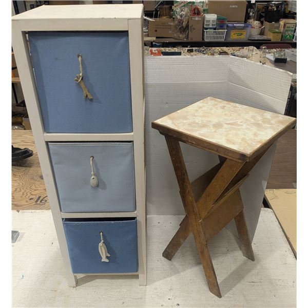 3 tier fabric drawers with mini table(12x12x22")