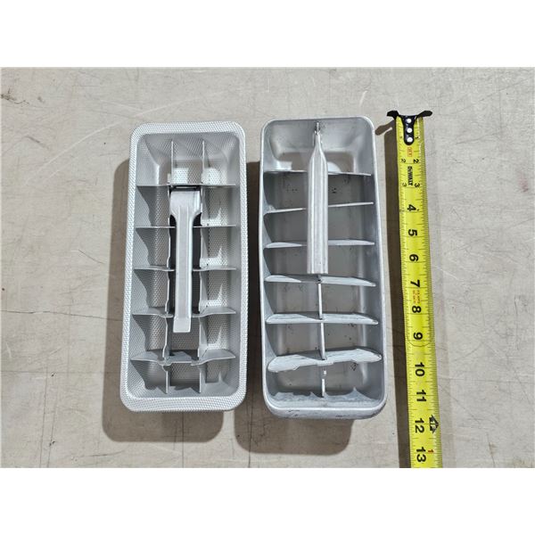 (2) Antique Aluminum Ice Cube Trays