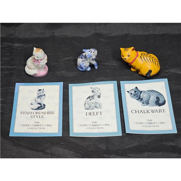 (3) Franklin Mint Curio Cabinet Cats
