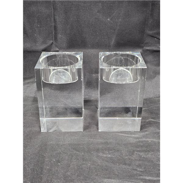 Heavy glass candlesticks