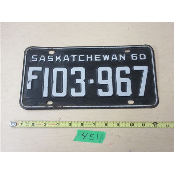 1960 Sask License Plate (Farm)