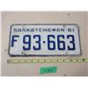 Image 1 : 1961 Sask License Plate (Farm)