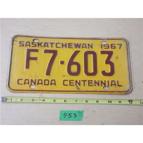 1967 Sask License Plate (Farm)