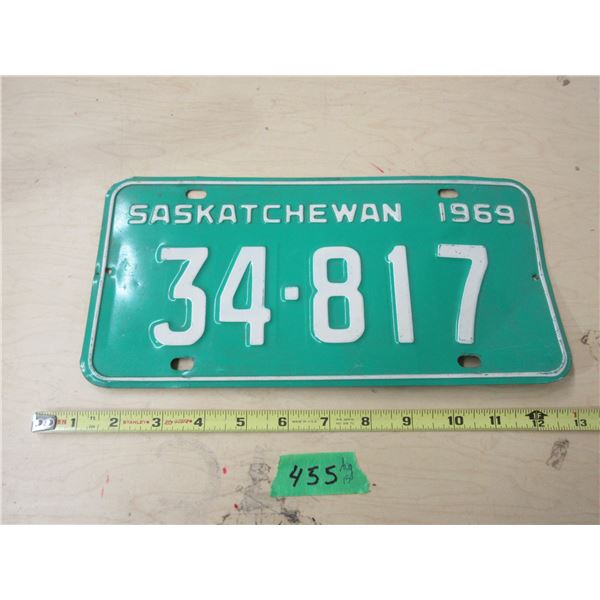 1969 Sask License Plate