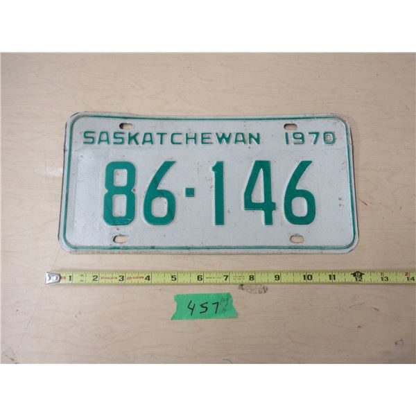 (1) 1970 Sask License Plate