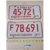 Image 3 : (2) 1971 Sask License Plate