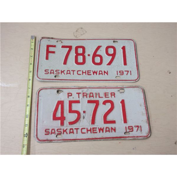 (2) 1971 Sask License Plate (P.Trailer)