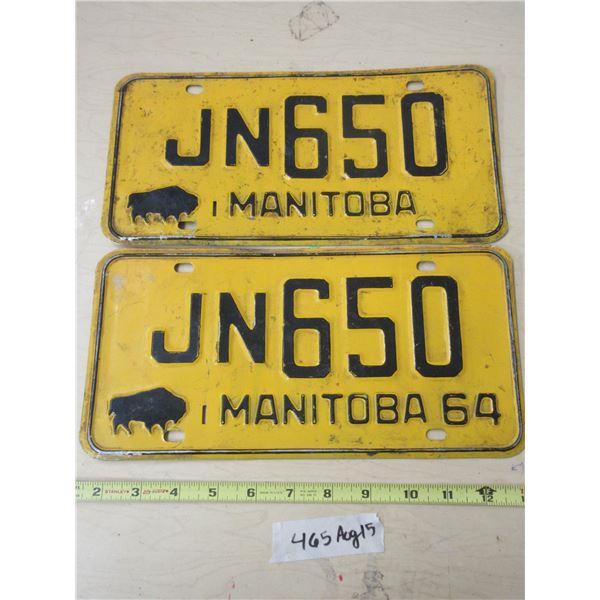 Pair of 2964 Manitoba License Plates