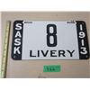 Image 2 : 1913 Sask Livery License Plate Ename (Copy) (Low Number)
