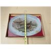 Image 2 : (1) 1960's VTG Pheaseant Painted Glass Platter Stamped Chance England 13'' By 9;; In Original Box