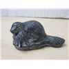 Image 3 : (2) Soap Stones Items ( Inuit In Kayak, Beaver 4'' Long Stamped Wolf