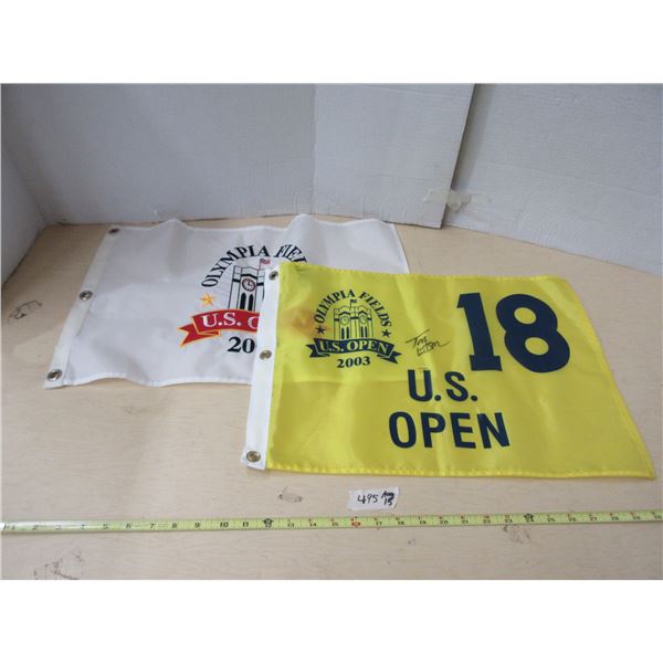 (2) 2003 US Open Golf Championship Signed Flags Olympic Fields