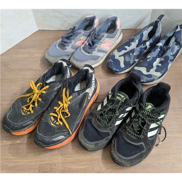 4 pairs of shoes, men's size 8 and 9, women's size 5