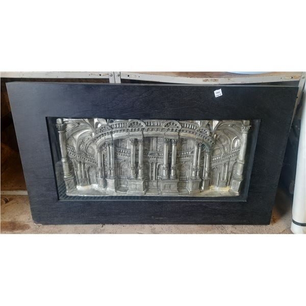 Classical architecture with multiple columns and arches. (51" X 29")