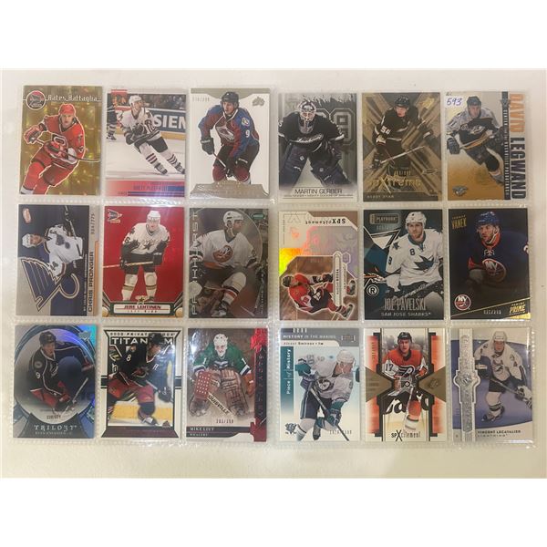 Assorted Numbered Insert Cards - 2 Sheets (18 Hockey Cards)