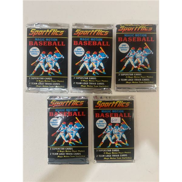 1987 Sportflics - 5 Unopened Baseball Card Packs