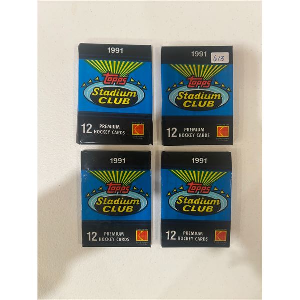 1991 Topps Stadium Cards - 4 Unopened Hockey Card Packs