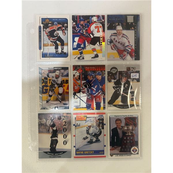 Wayne Gretzky Hockey Cards - 1 Sheet (9 Hockey Cards)