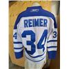 Image 2 : Toronto Maple Leaf's Reimer #34 Jersey – Size 48